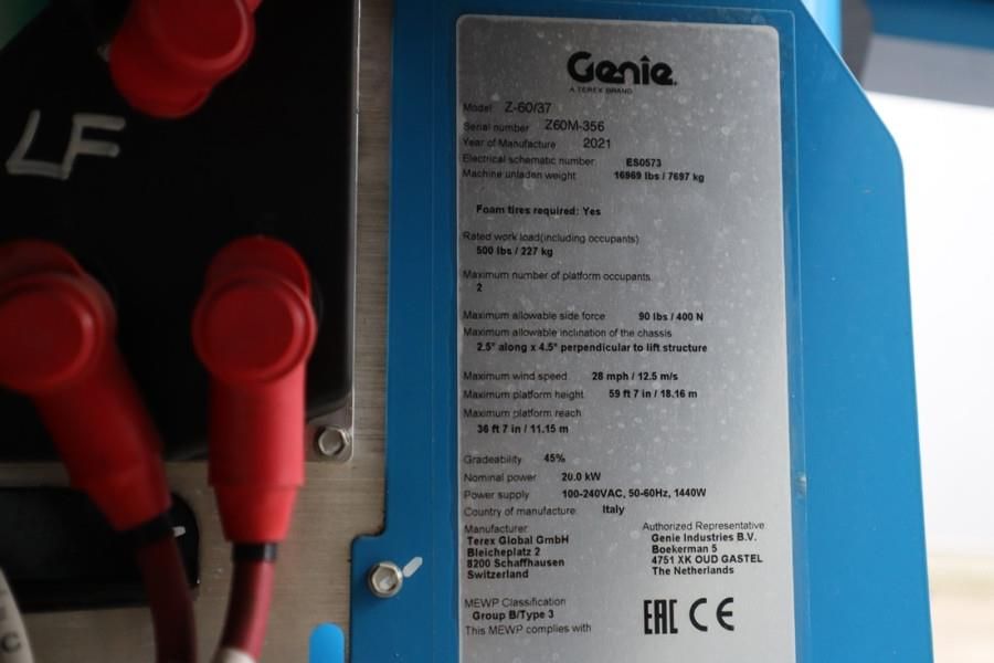 Genie Z60/37FE Hybrid, 4x4 Drive, 20m Working Height, 11