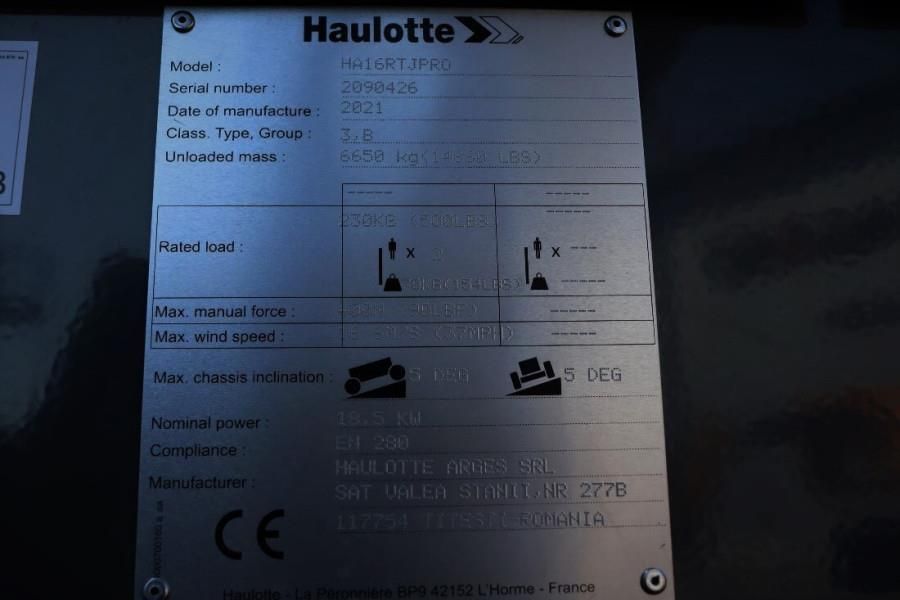 Haulotte HA16RTJ Pro Valid inspection, Diesel, 4x4x4 Drive,