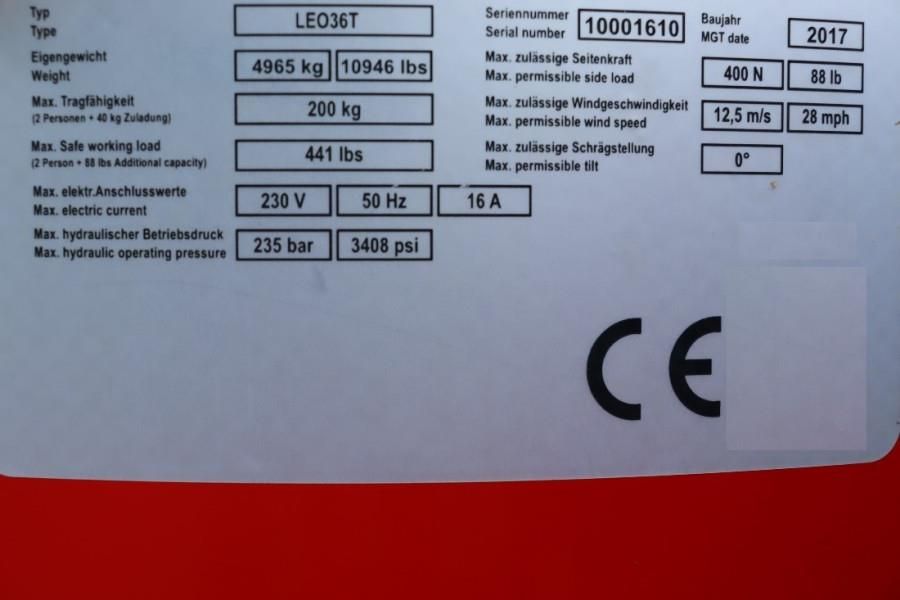 Teupen Leo 36t 230 V Electric Motor + Diesel, Rubber Trac