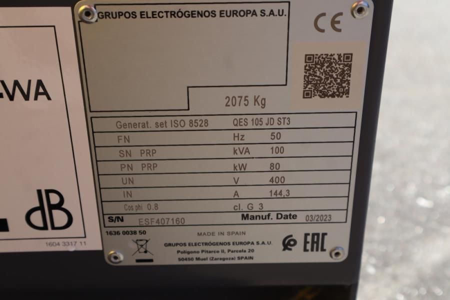 Atlas Copco QES 105 JD ST3 Valid inspection, Diesel, 105 kVA