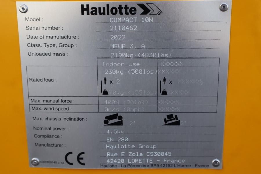 Haulotte Compact 10N Valid Iinspection, 10m Working Height,