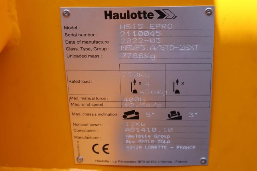 Haulotte HS15EPRO Valid Inspection, Full Electric 4x4 Drive