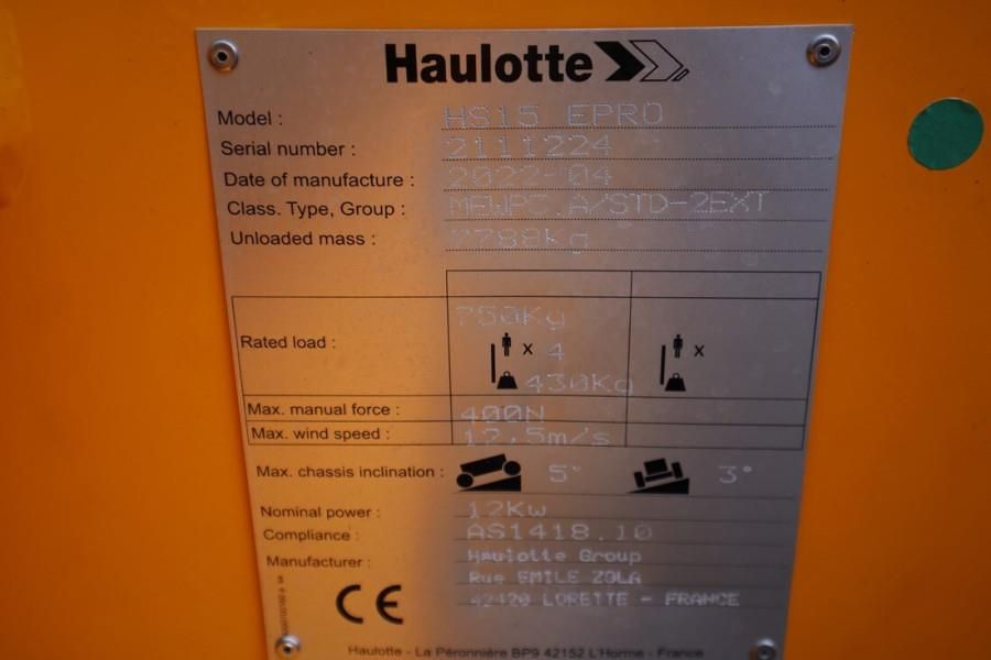 Haulotte HS15EPRO Valid Inspection, Full Electric 4x4 Drive