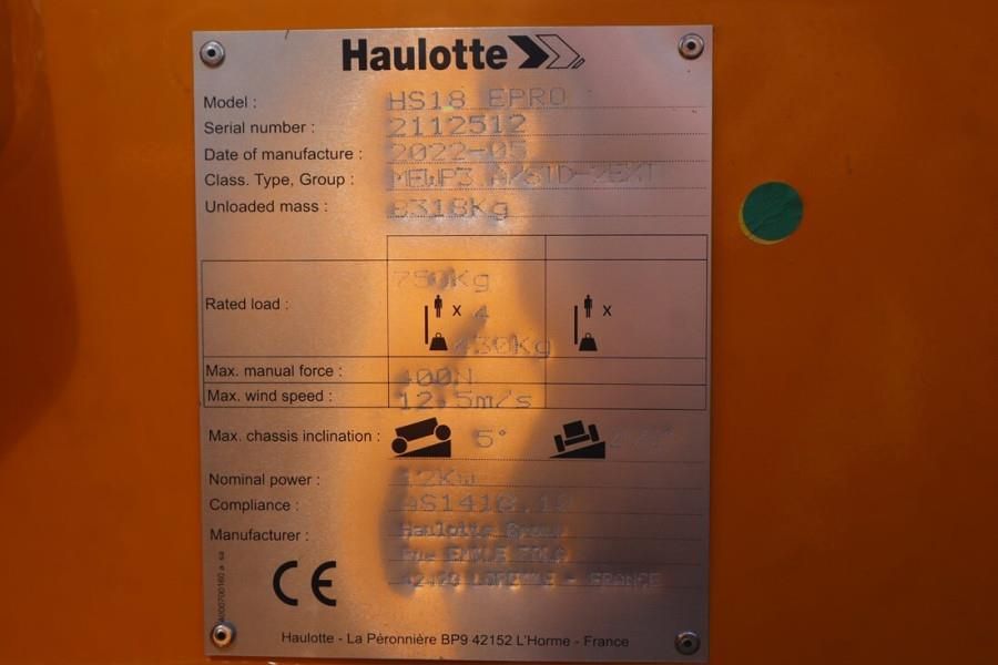 Haulotte HS18EPRO Valid Inspection, Full Electric 4x4 Drive