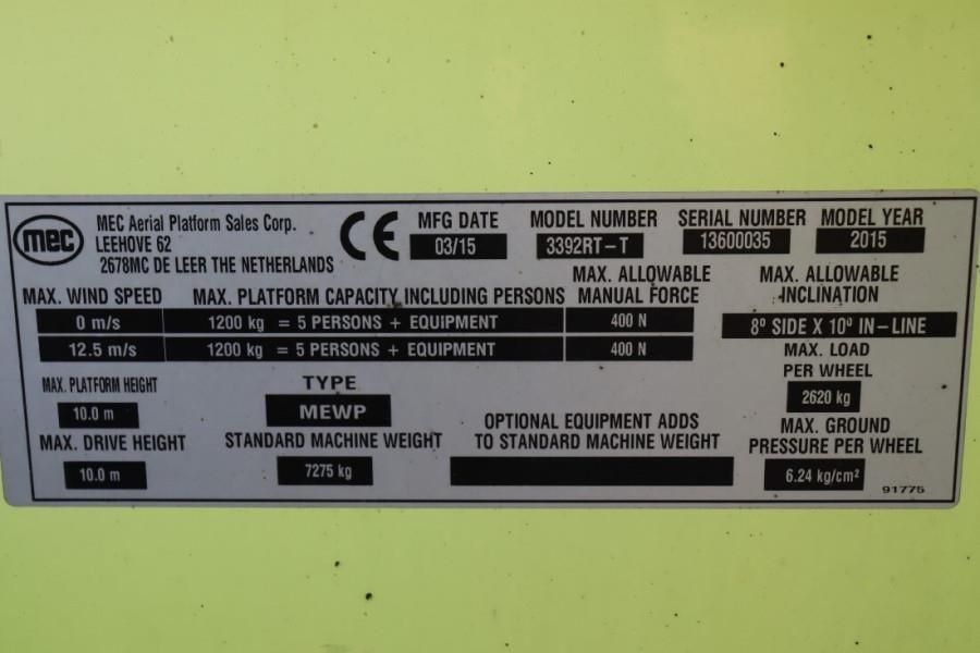 MEC 3392RT-T As - Is, Diesel, 4x4 Drive, 12m Working H