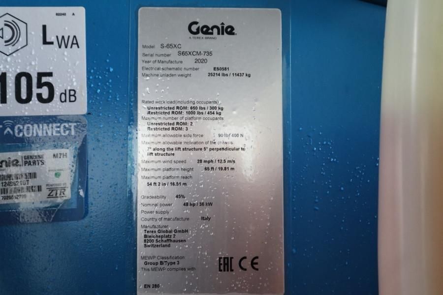 Genie S65XC Valid inspection, Diesel, 4x4 Drive, 21.8m W