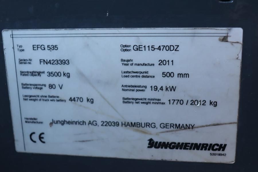 Jungheinrich EFG535 Electric, Lifting Height 4700mm, Freelift 1