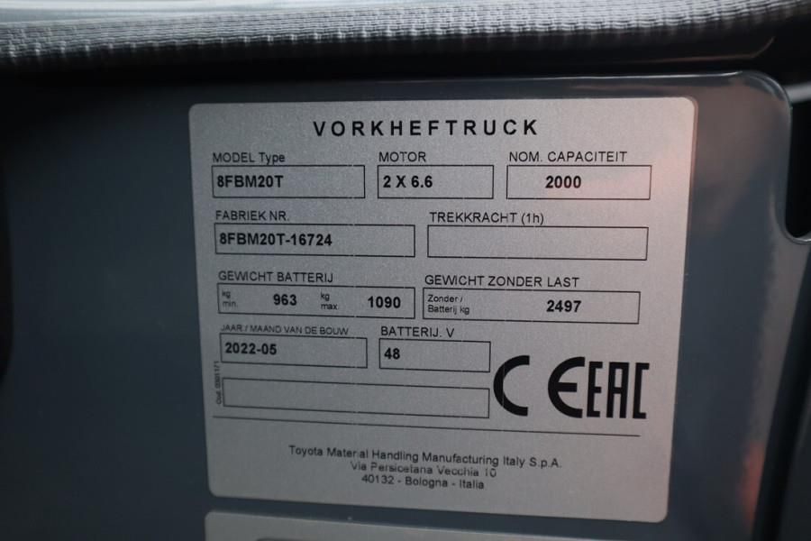 Toyota 8FBM20T Valid inspection, Electric, 4750mm Lift He