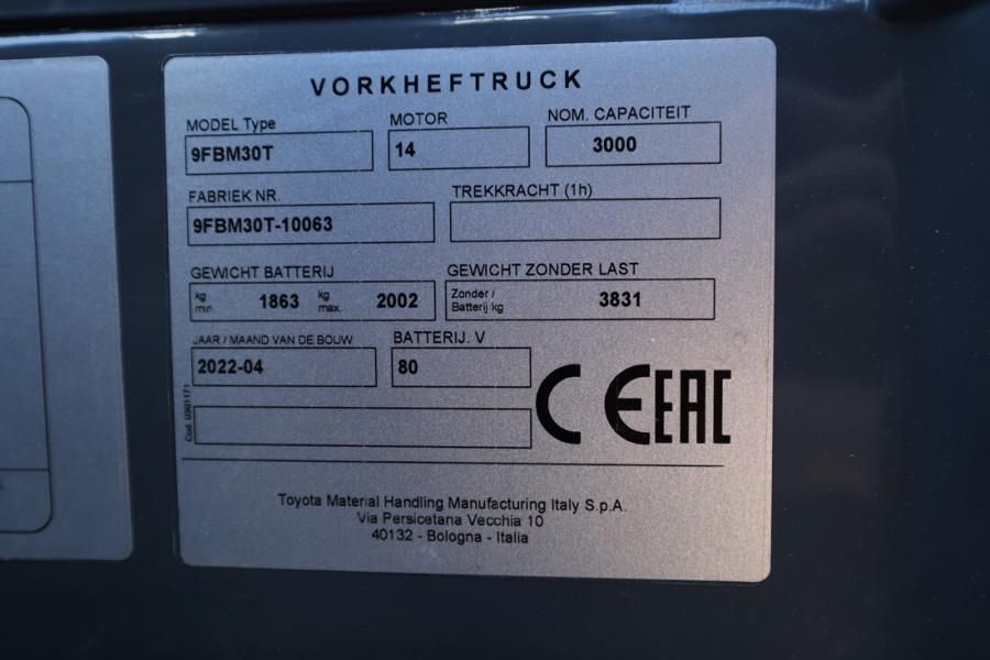 Toyota 9FBM30T Valid inspection, *Guarantee! Electric, 47