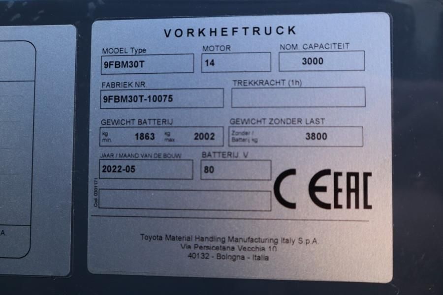 Toyota 9FBM30T Valid inspection, *Guarantee! Electric, 47