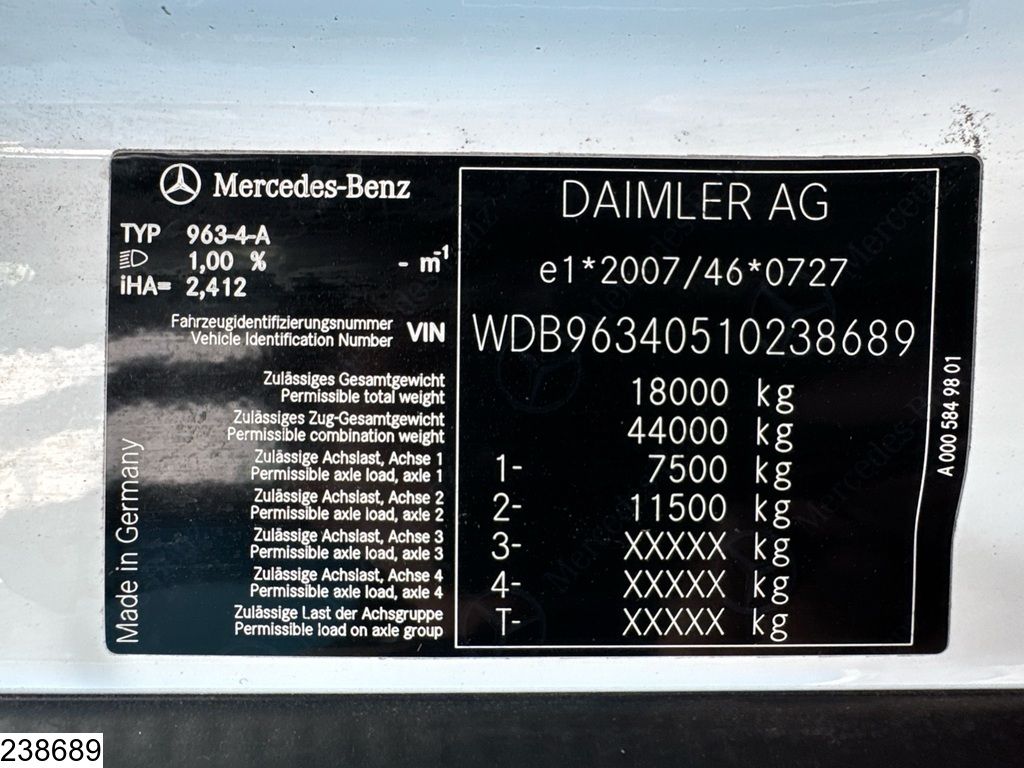 Mercedes Actros 1843 EURO 6, Retarder, PTO, Standairco