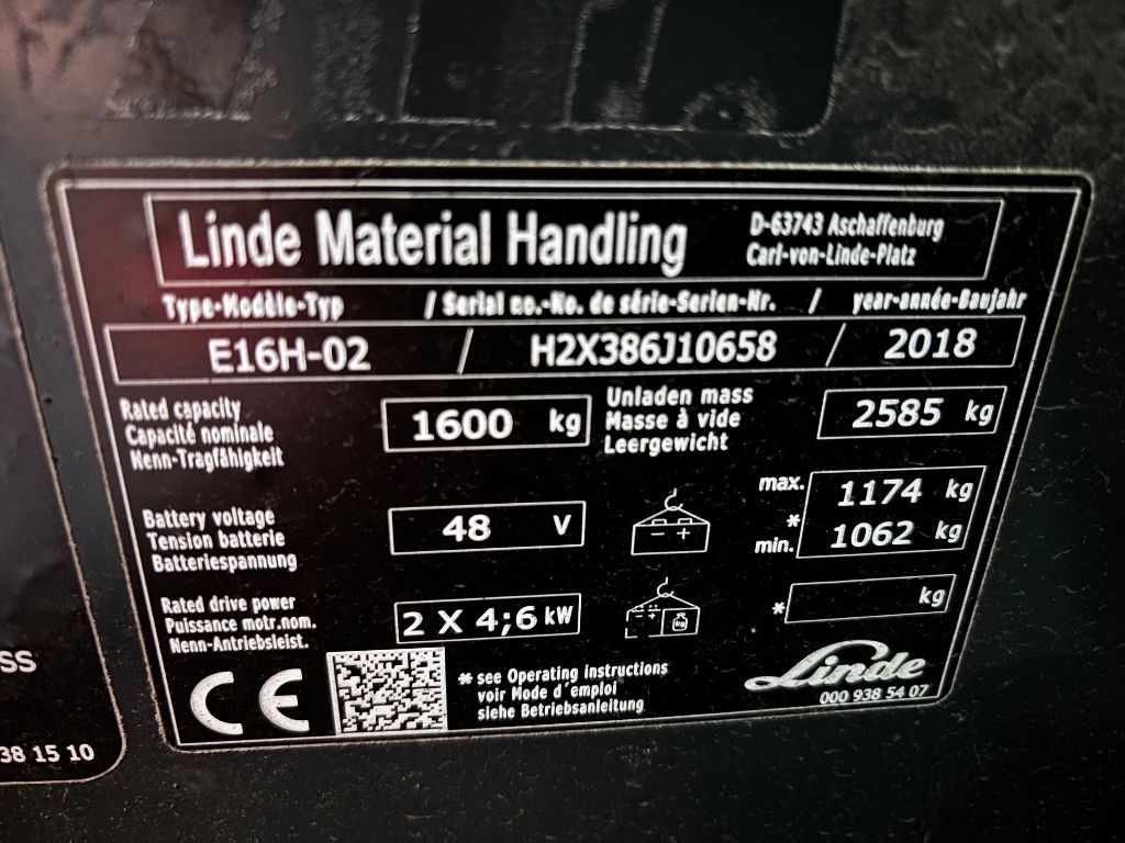 Zéér nette LINDE E16H-02 evo Elektrische heftruck
