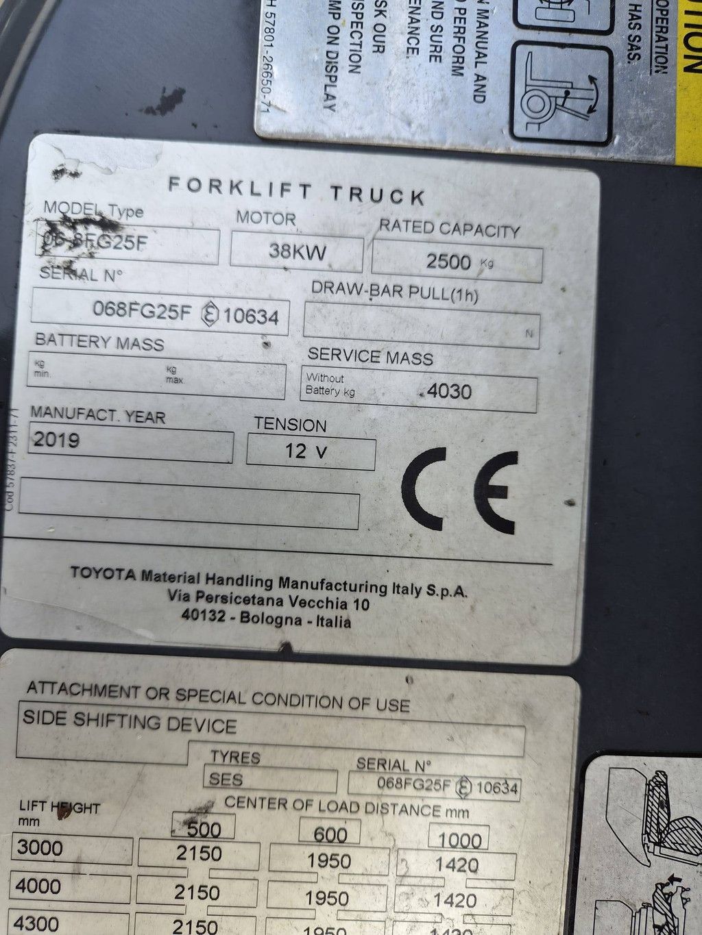 Forklift Toyota 068FG25F LPG 2500kg 4.3m 2019