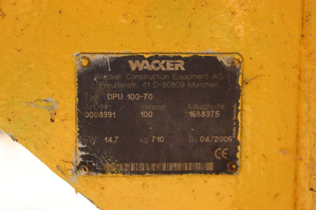 Wacker DPU 100-70 Vibratory Plate Petrol 14.7kW 2006