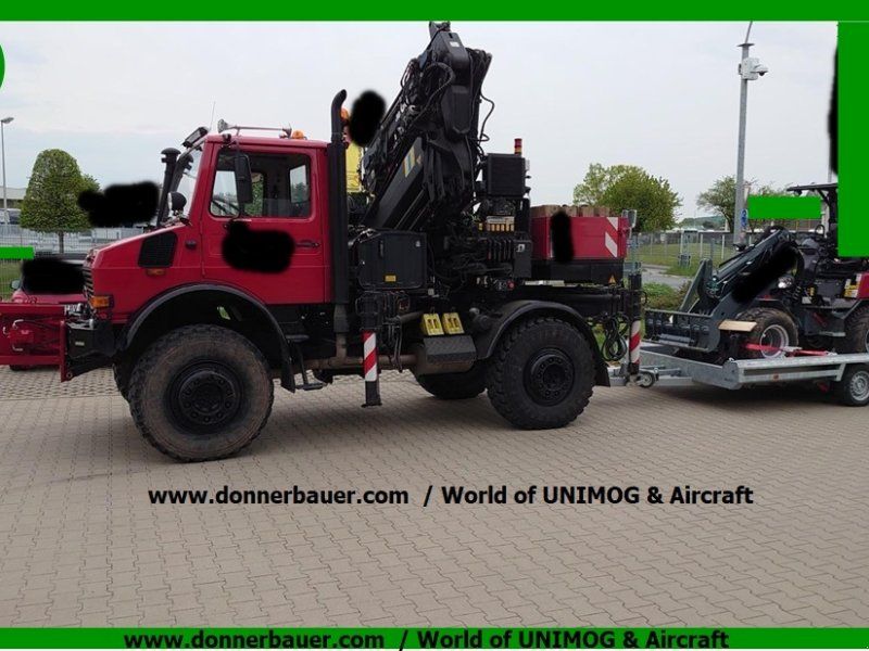 Mercedes-Benz Unimog 437 mit dem größten Kran, 23 Meter , JIB , Seilwinde, Ein