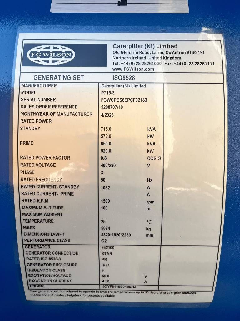 FG Wilson P715-3 - 715 kVA Genset - DPX-16023