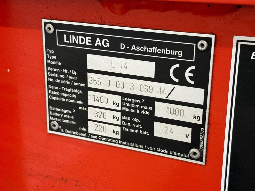 Linde L14 Triplex 336UUR! Freelift 4,3M HL1212