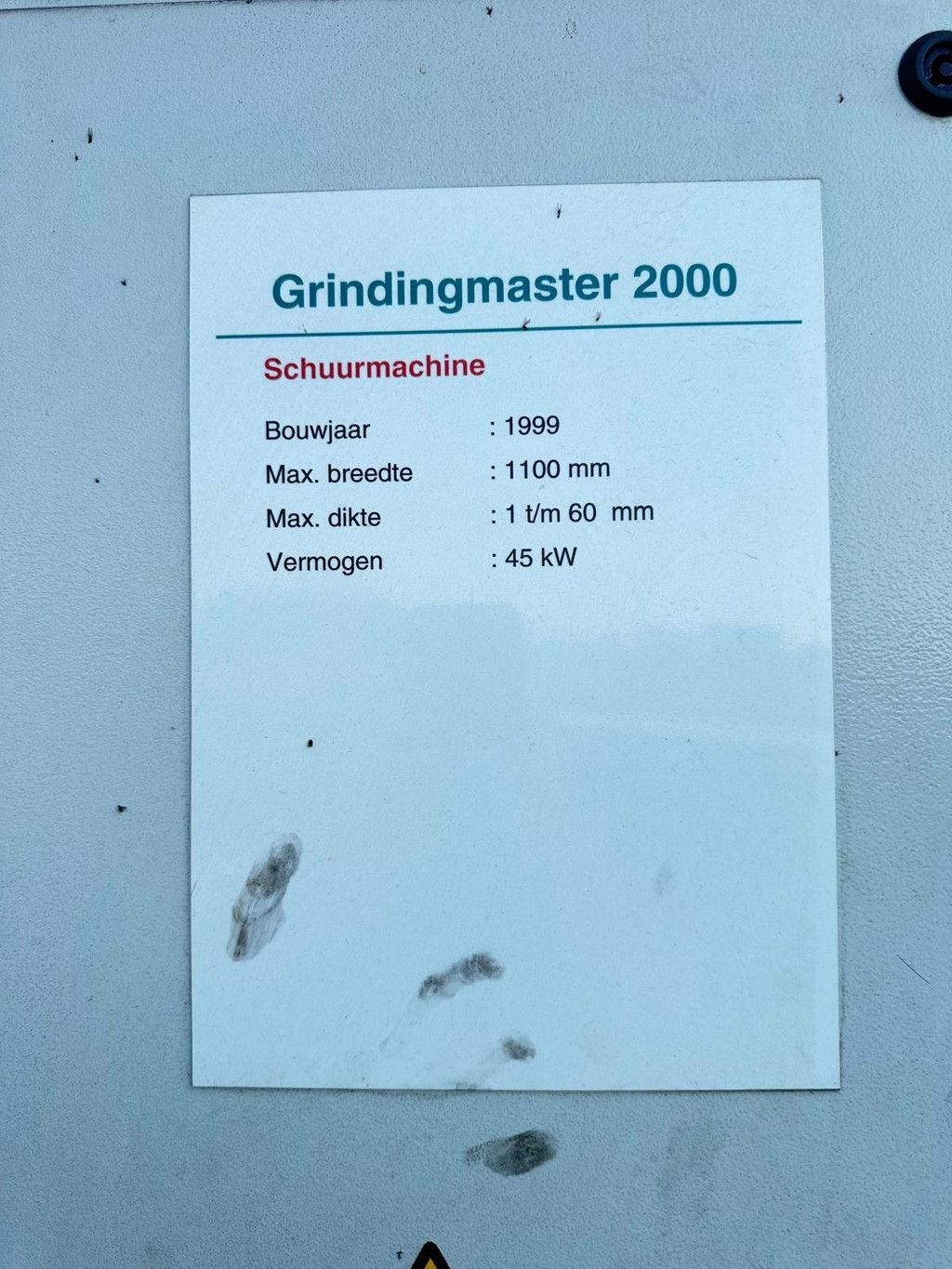Grindmaster 2000 Elektrischer Breitbandschleifer 45 kW 1999