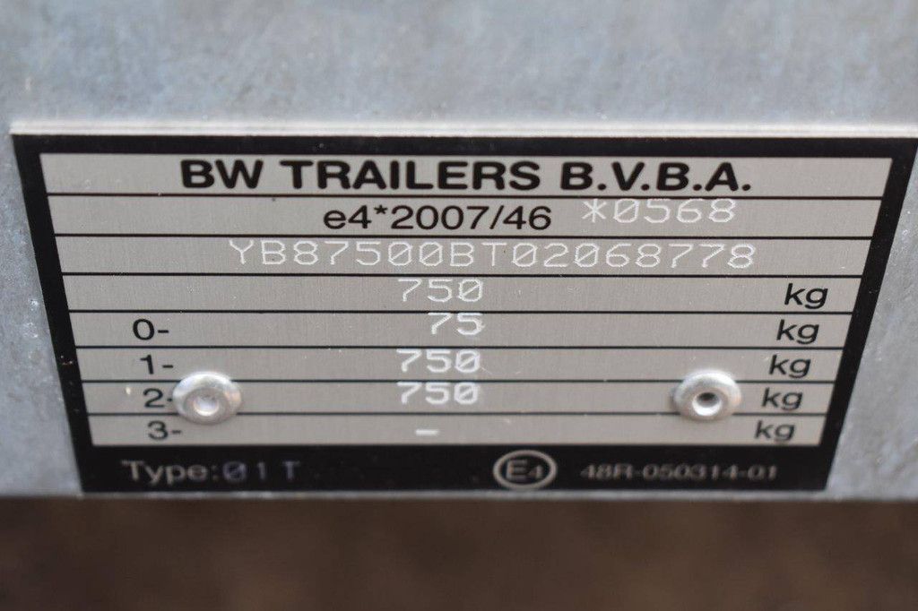 BW Trailer 750kg 300x150x100cm New
