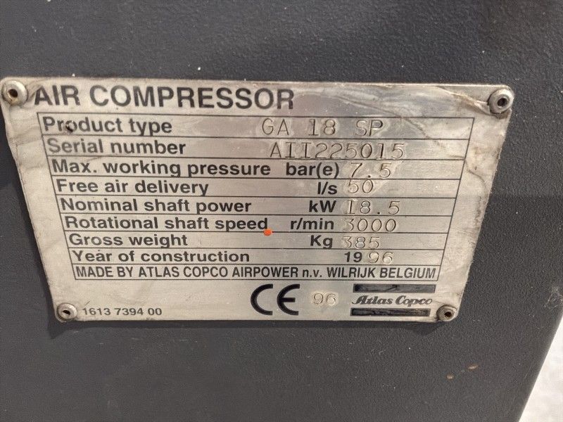 1996 Atlas Copco GA 18 SP Schraubenkompressor