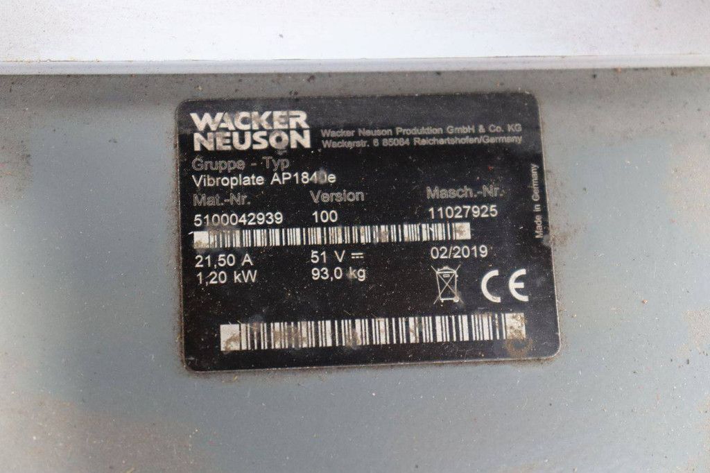 Wacker Neuson AP1840e Elektrische Vibrationsplatte 1,2 kW 2019 Neu