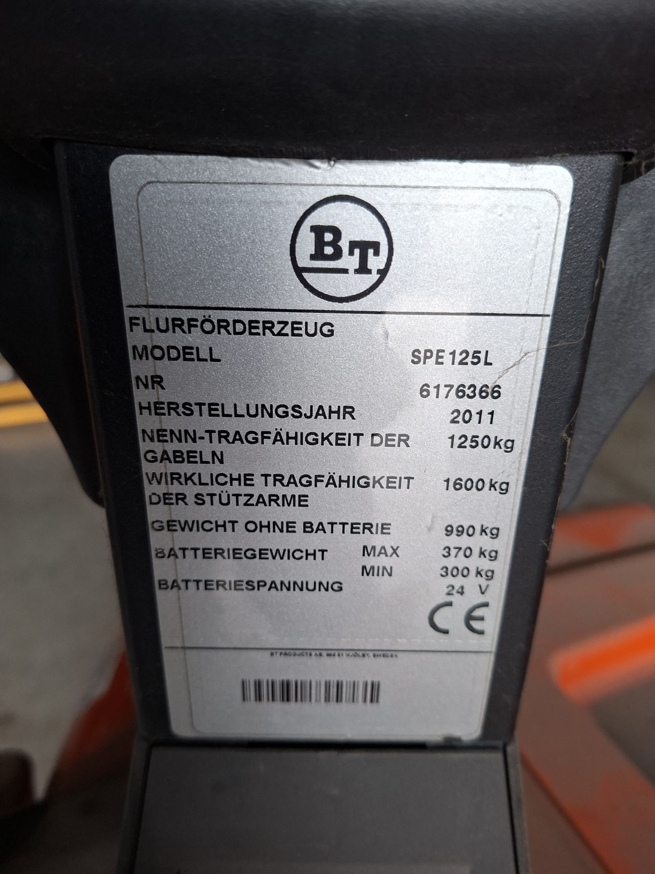 Elektrische stapelaar BT SPE125L 2.4 meter initiele heffing free