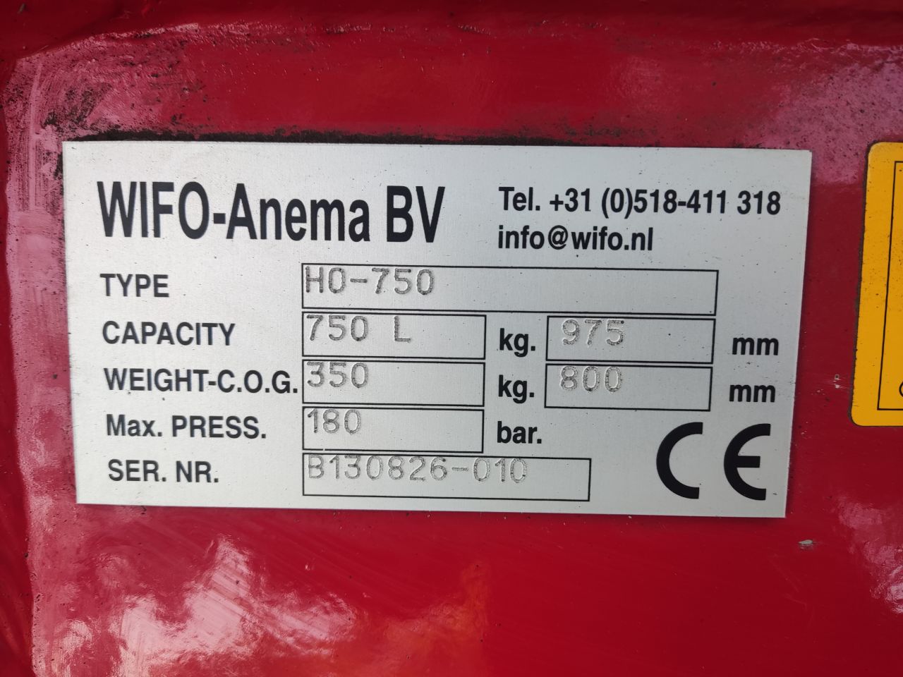 WIFO schepbak (type HO750, inhoud 750 ltr., hydro, z.g.a.n.)