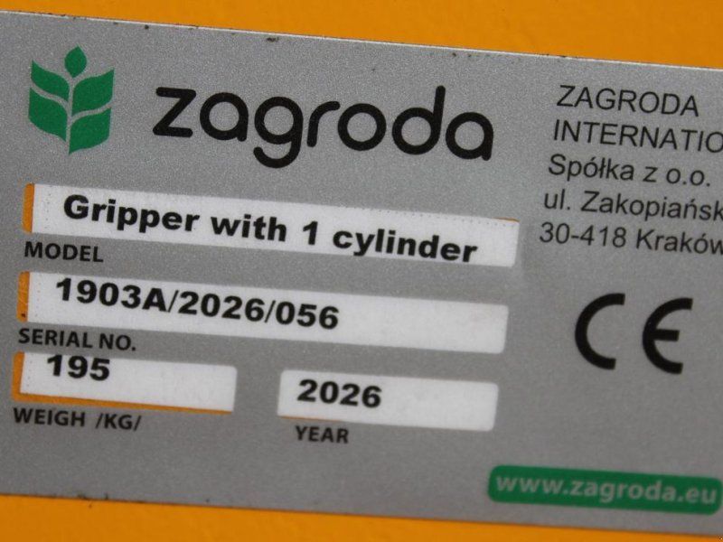 ZAGRODA Rundballengreifer mit 1 Zylinder Standard