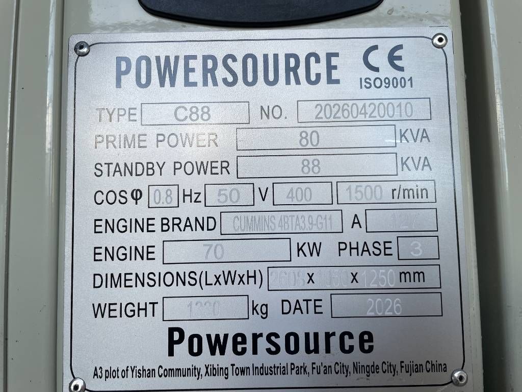 Cummins 4BTA3.9-G11 - 88 kVA Generator - DPX-19834