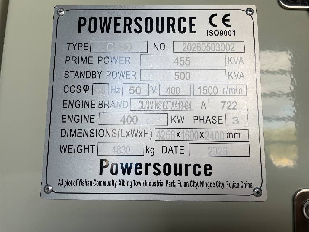 Cummins 6ZTAA13-G4 - 500 kVA Generator - DPX-19845