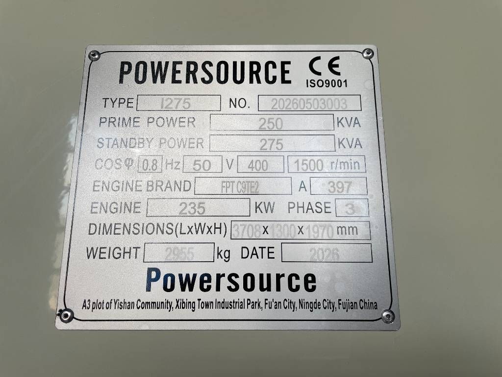 Iveco C9TE2 – 275 kVA Generator – DPX-19794.1