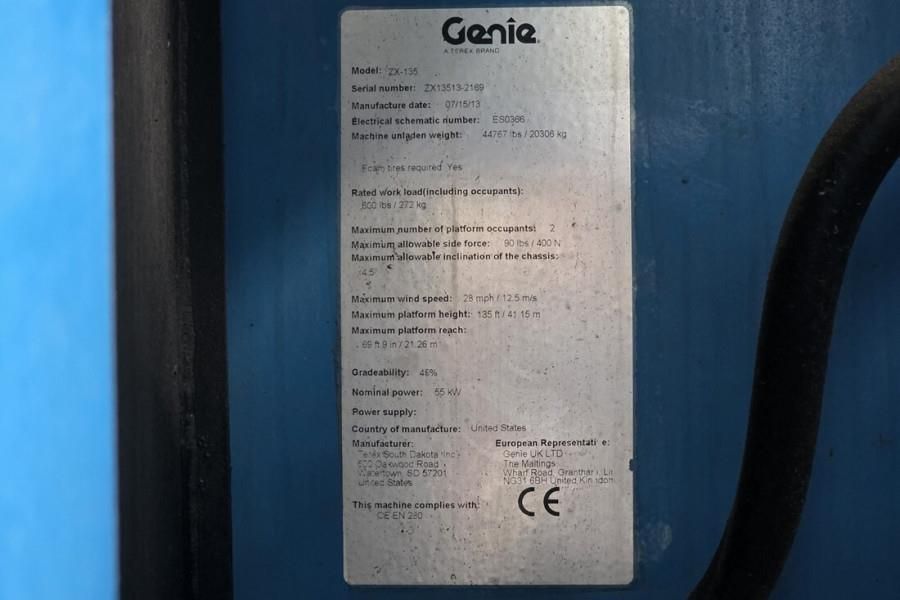 Genie ZX135/70 Diesel, 4x4x4 Drive, 43m Lifting Height,