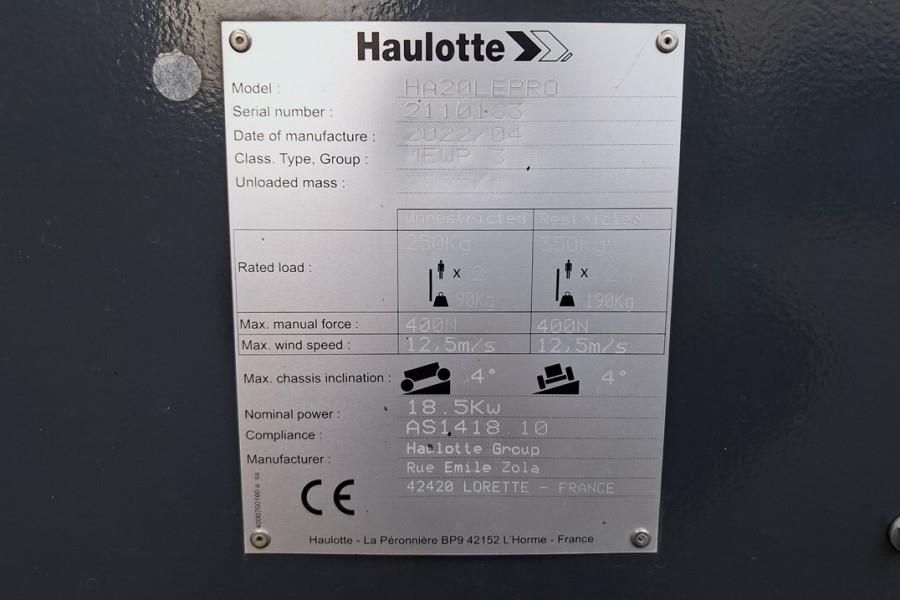Haulotte HA20LEPRO Valid Inspection, Hybrid, 4x4x4 Drive, 2