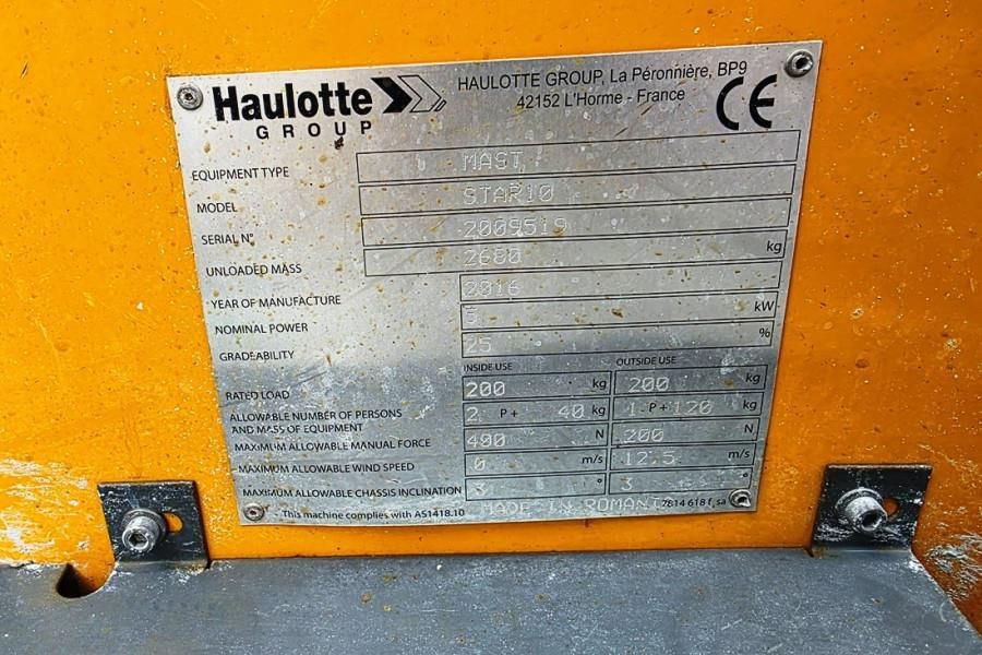 Haulotte STAR 10 Electric, 10m Working Height, 3m Reach, 20