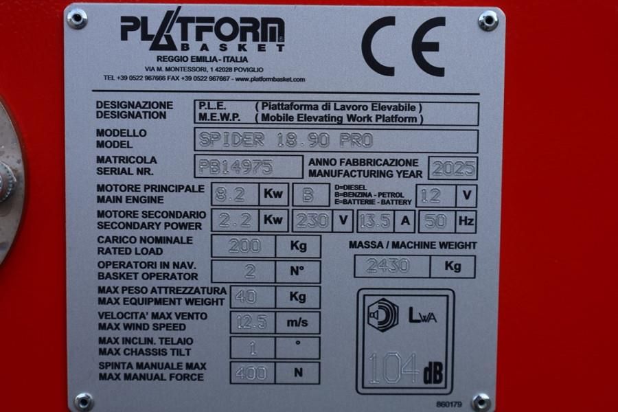Platform Basket Spider 18.90 PRO CE Declaration, Valid inspection,