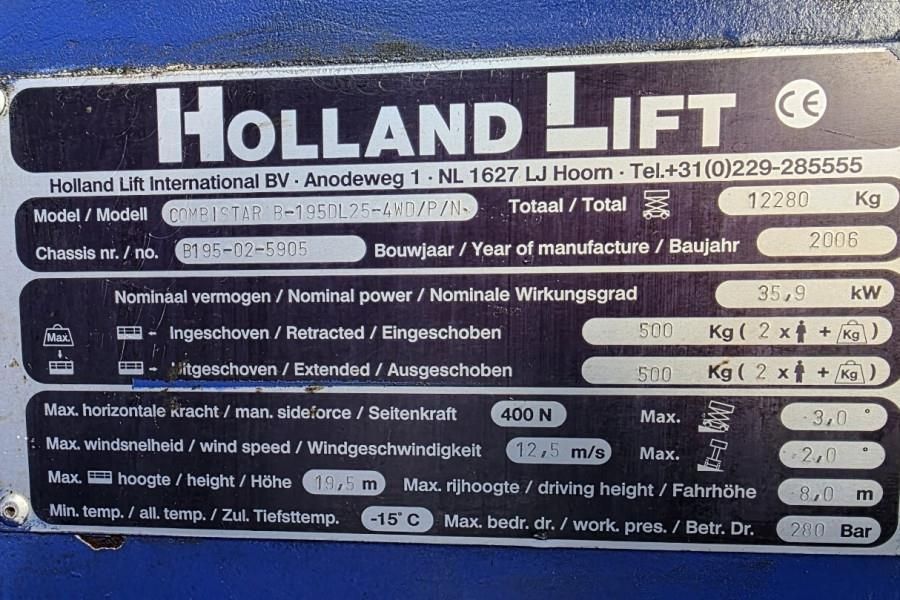 Holland Lift COMBISTAR B-195DL25-4WD/P/N Diesel, 4x4 Drive, 21.