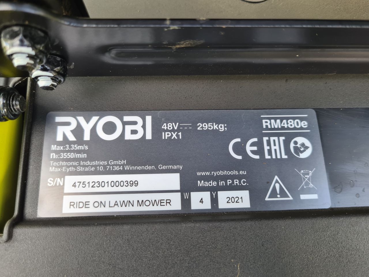 Ryobi RM 480 e accu zitmaaier 96 cm maaidek nieuwe accu's