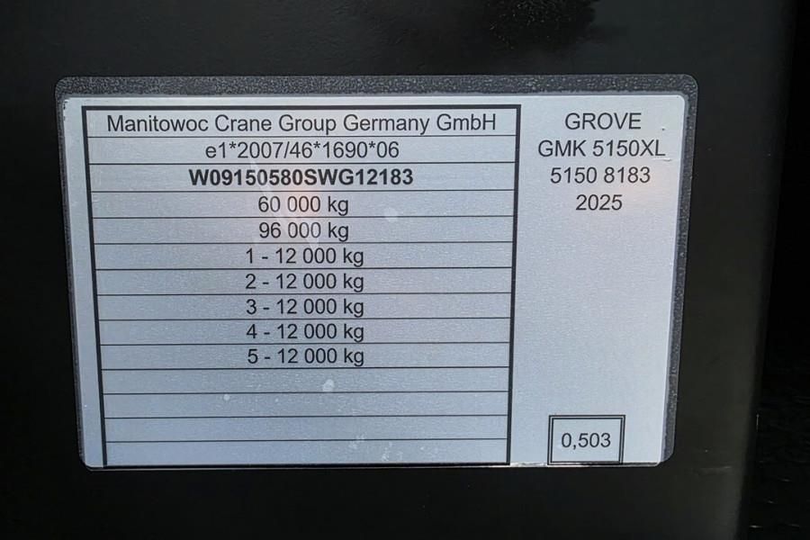Grove GMK5150XL Available For Rent, Dutch Registration,