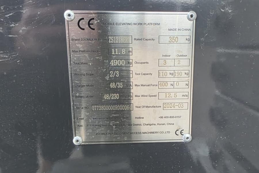 Zoomlion ZS1218ERT Unused, Valid Inspection, Electric, 13.8