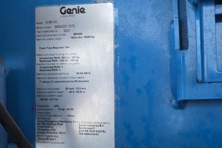 Genie S85XC Valid inspection, Diesel, 4x4 Drive, 28m Wor