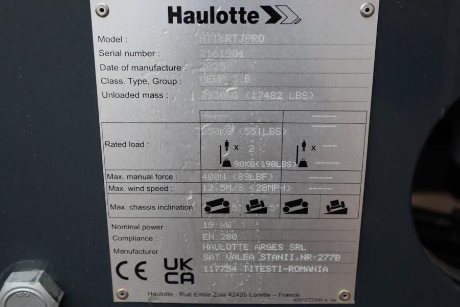 Haulotte HT16RTJ PRO Diesel, 4x4x4 Drive, 16.1m Working Hei