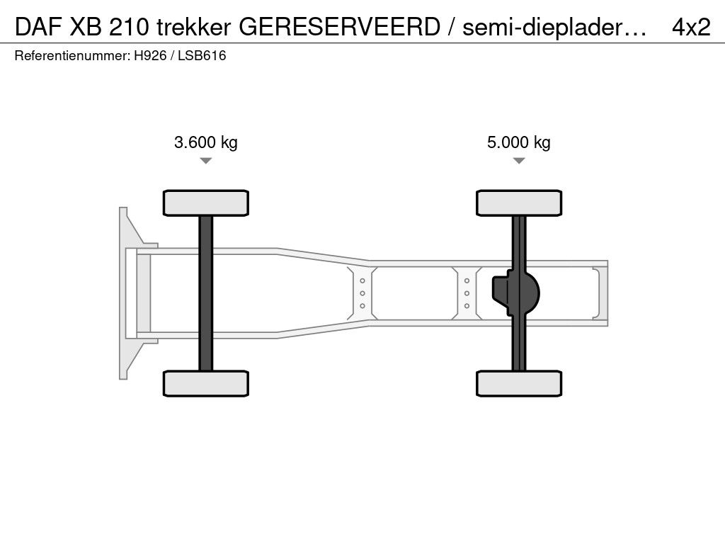 DAF XB 210 trekker GERESERVEERD / semi-dieplader oplegger 10,5 m.