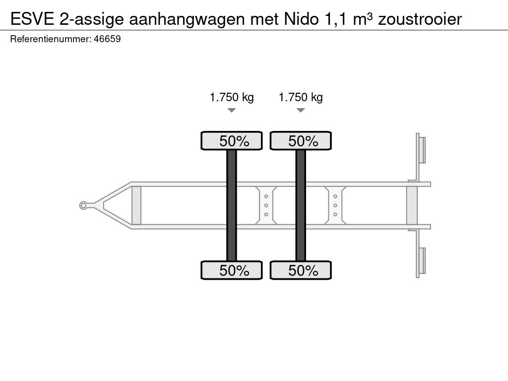 ESVE 2-assige aanhangwagen met Nido 1,1 m³ zoustrooier
