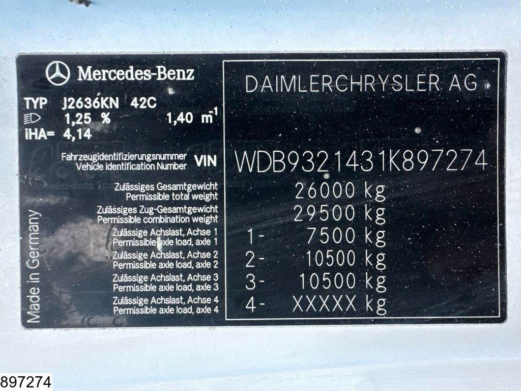 Mercedes Actros 2636 6x4, EURO 3, CIFA METRO 31, Steel