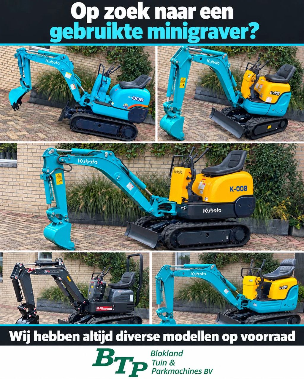 Kubota K-008 gebruikte minigraver 3cil. Diesel 800kg