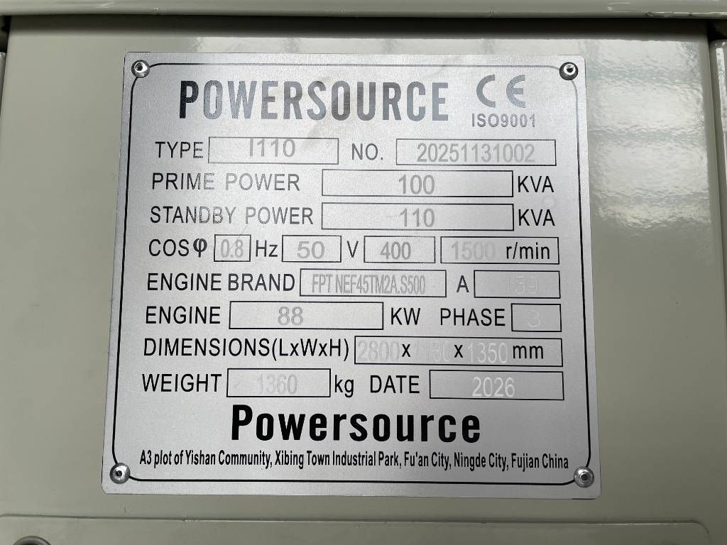 Iveco NEF45TM2A - 110 kVA Generator - DPX-19791