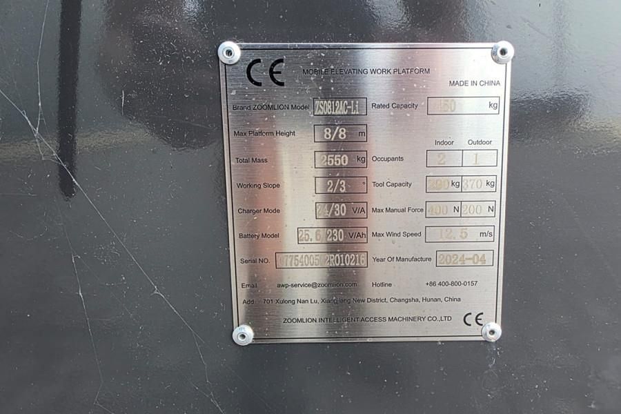 Zoomlion ZS0812AC-LI Unused, Valid Inspection, 10m Working