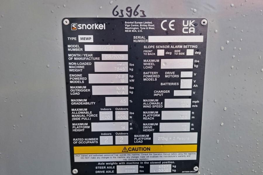 Snorkel 460SJ Valid Inspection, CE, Diesel, 4x4 Drive, 16m
