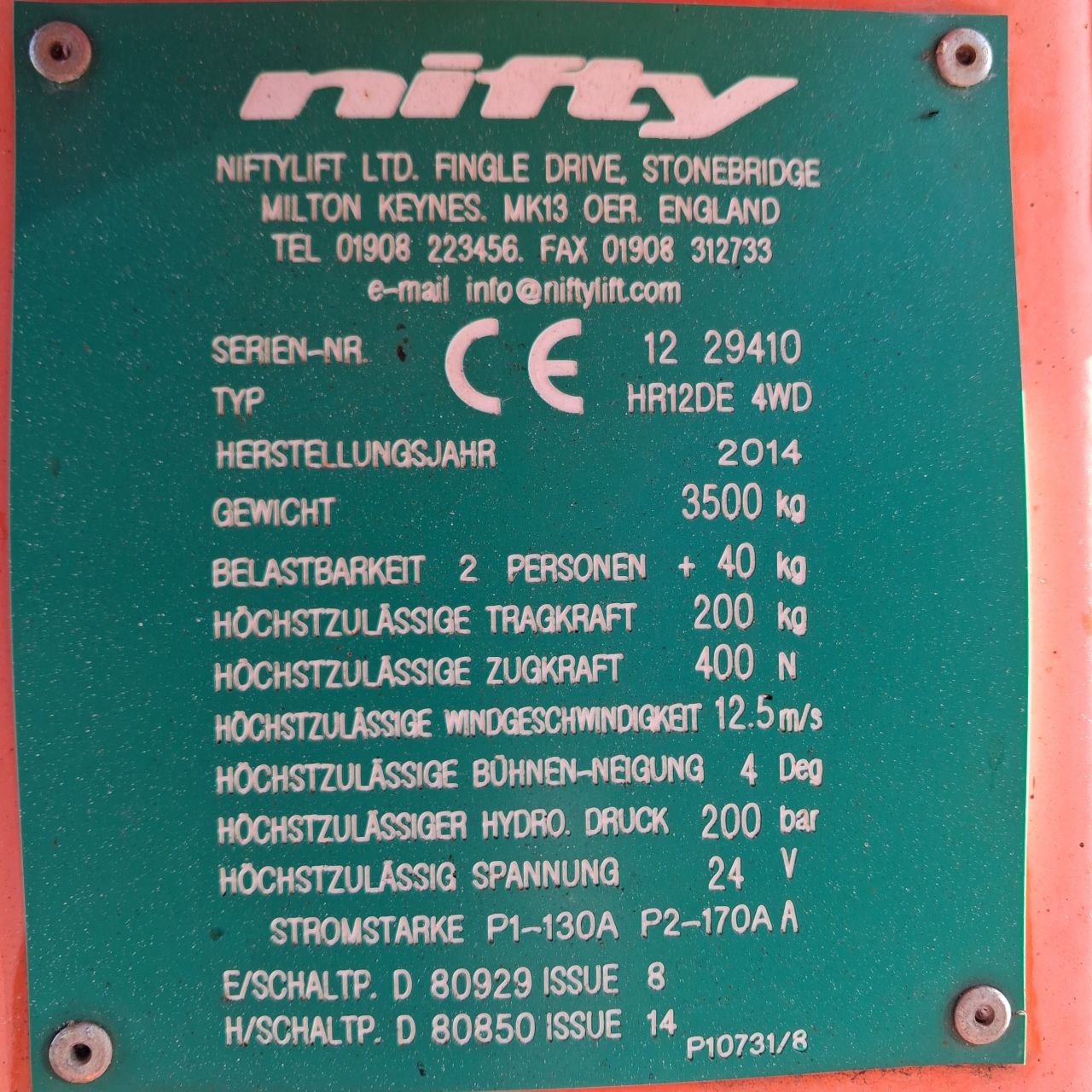 Nifty HR12DE4WD Knikarmtelescoophoogwerker.
