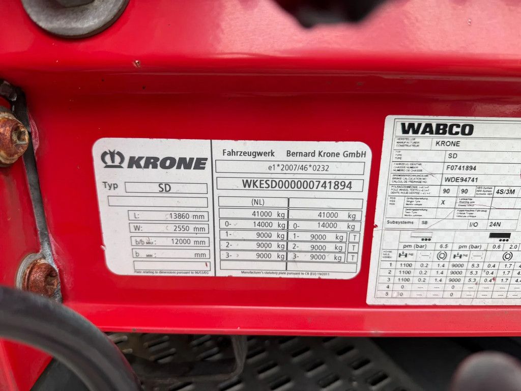 Krone N/A SD Schuifdak SAF Schijfremmen NL Trailer